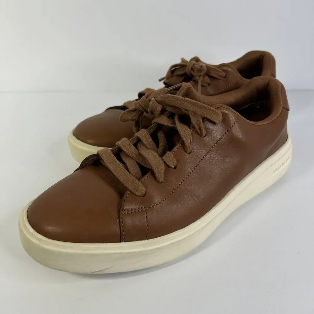 Cole Haan Men's Grand+ Court Sneakers Brown Leather British Tan C39623 Size 7.5